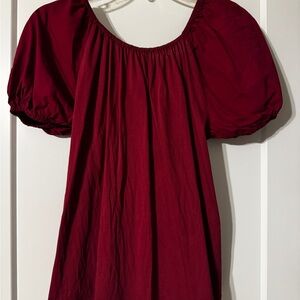 a new day Burgundy Puff Sleeve Blouse